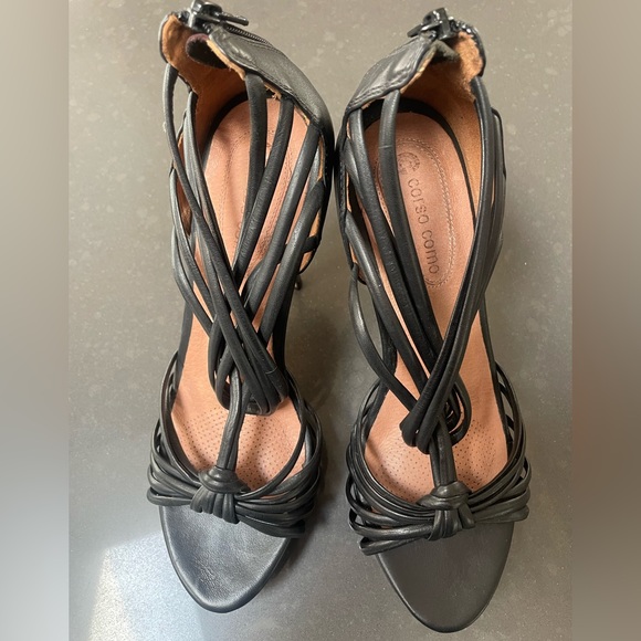 Corso Como Black Platform Strappy Braided Knot high heels - 9M - Picture 8 of 8